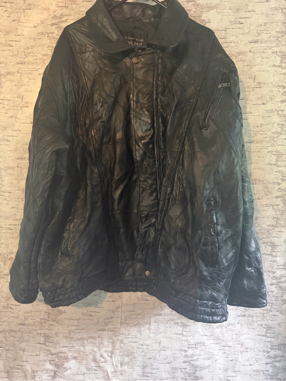 Men's Black Leather Bomber Jacket - Genuine